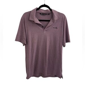Travis Mathew Golf Course Embroidered Mauve Light Striped Men's Polo Size Large
